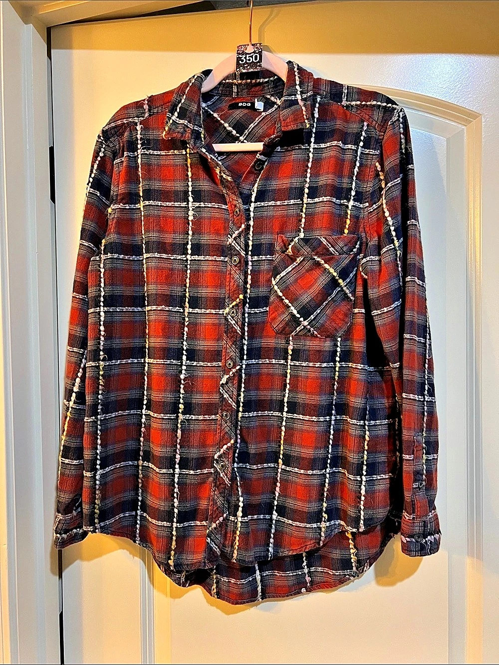 BDG Plaid Button Down Shirt in Red & Blue Size Medium H350